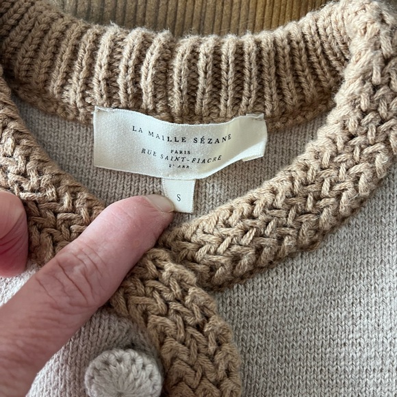 Sezane Auguste Beige and Brown Knit-Accent Blazer - Picture 5 of 6